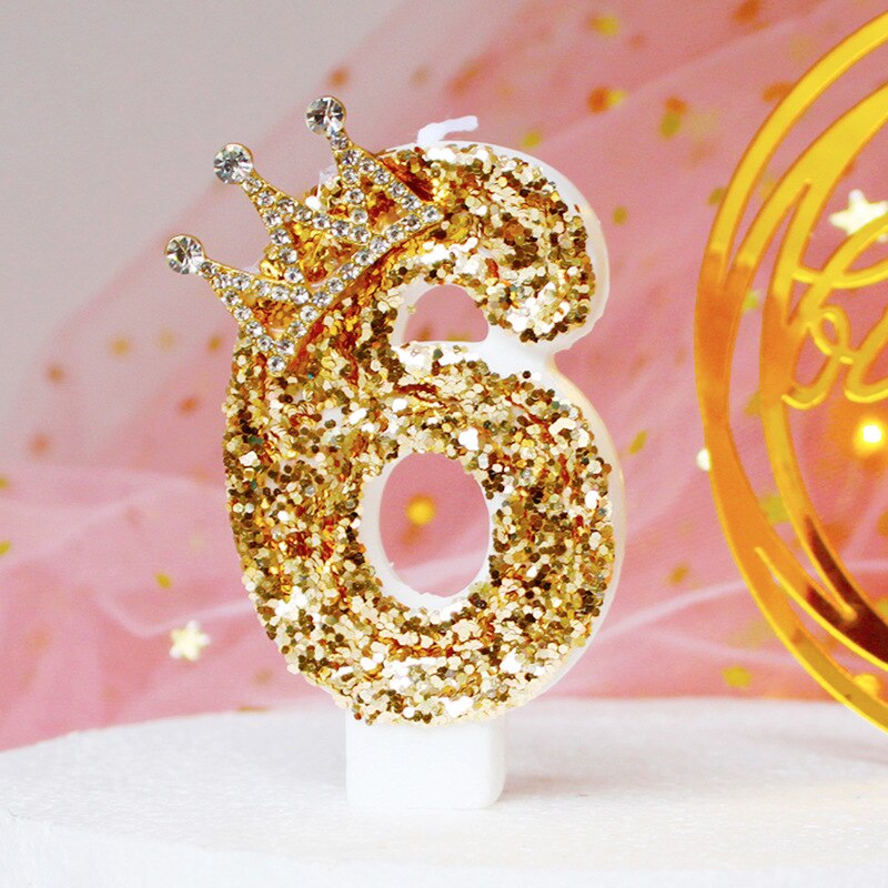Rhinestone Golden Gradient Candle Birthday Party Wedding Anniversary Mother's Day Cake Topper Decoration
