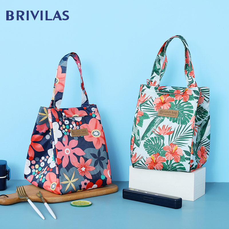 Brivilas cooler lunch bag flowers multicolor bags women waterpr hand pack thermal breakfast box portable picnic travel