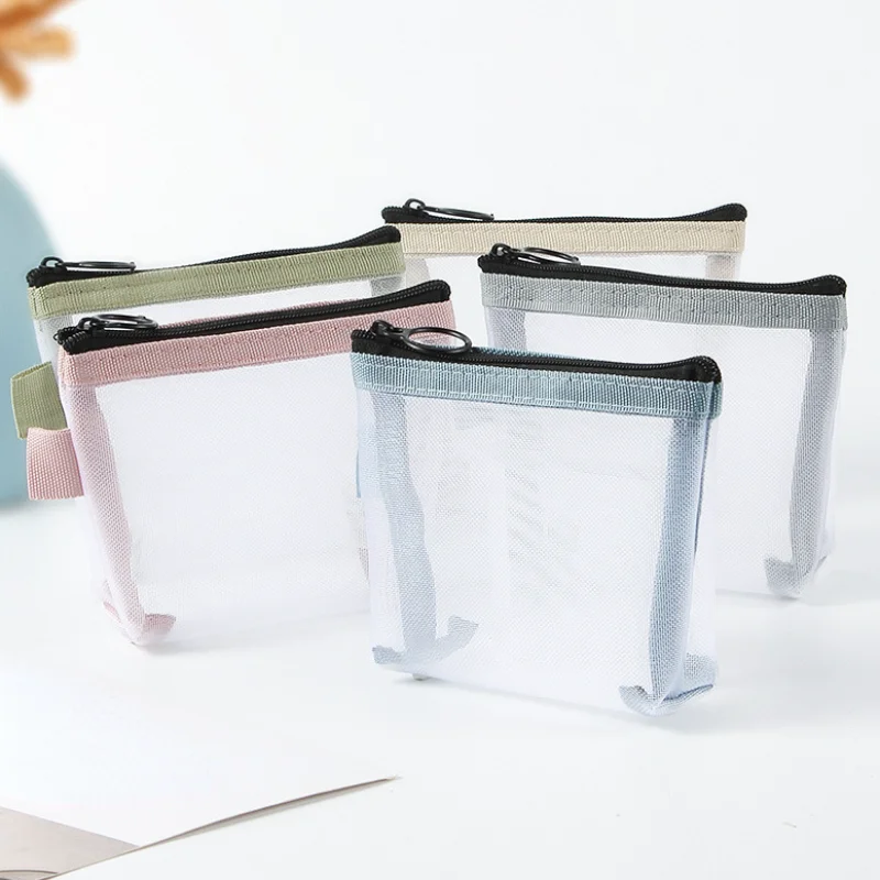 Klare Mesh Mini Geldbörse Münzfach Kleine Kosmetiktasche Make-up Fall ID Kreditkarteninhaber Schlüssel Kopfhörer Datenleitung Aufbewahrungstasche