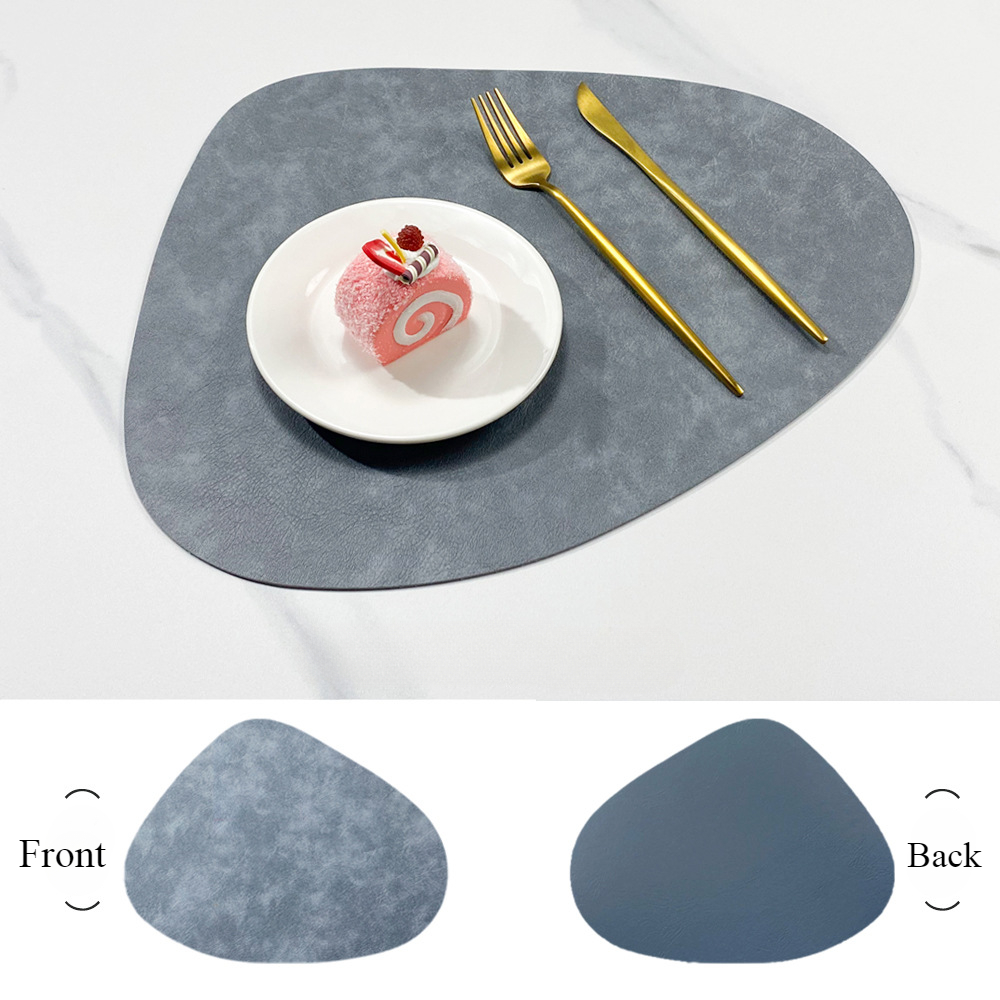 Tapete de mesa con almohadilla aislante de PU antideslizante de doble cara, mantel individual de cuero con forma de gota de agua con patrón de piel de vaca de imitación de estilo nórdico: M / Negro