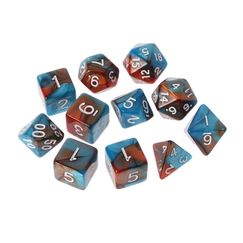 11 pces dados d4 d6 d8 d10 d12 d20 para rpg dnd & d conjunto: 5