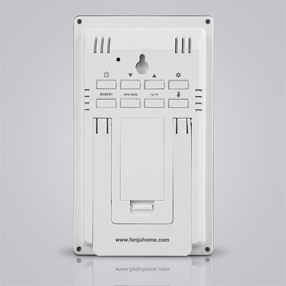 Fanju  fj3352 digitaler schlummerwecker wetterstation mit Barometer prognose temperatur luftfeuchtigkeit kabelloser außensensor
