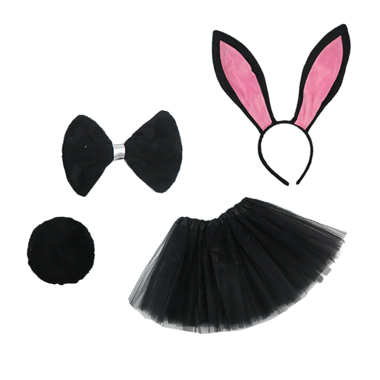 Meisjes Konijn Bunny Rokken Sets Pasen Party Rok Voor Baby Meisje Kostuum Fancys Jurk Roze Tutu Accessoire Oren Set Faldas cortas: Black