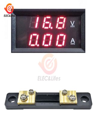 Dc 0-100v 50a elektronisk digitalt voltmeter amperemeter 0.56 '' led display spændingsregulator volt amp meter tester med shunt: Rød rød 1 sæt