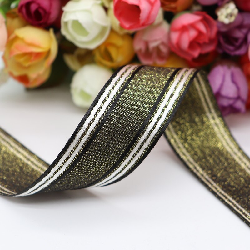 10 Meter Gold Gewinde Polyester Band Für Haar BöGen DIY Handwerk Handgemachte Accessoires M19070802: Schwarz / 38MM