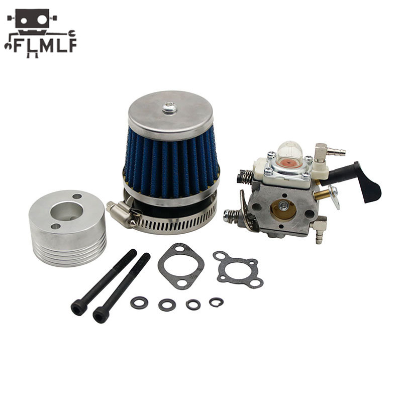 Filtro de aire para coche Rc + carburador + tubo de combustible de motor de 23CC ~ 58CC para 1/5 Hpi Rofun Km Rovan LT Baja FG ZENOAH CY RCMK GoPed Redcat: Gris oscuro