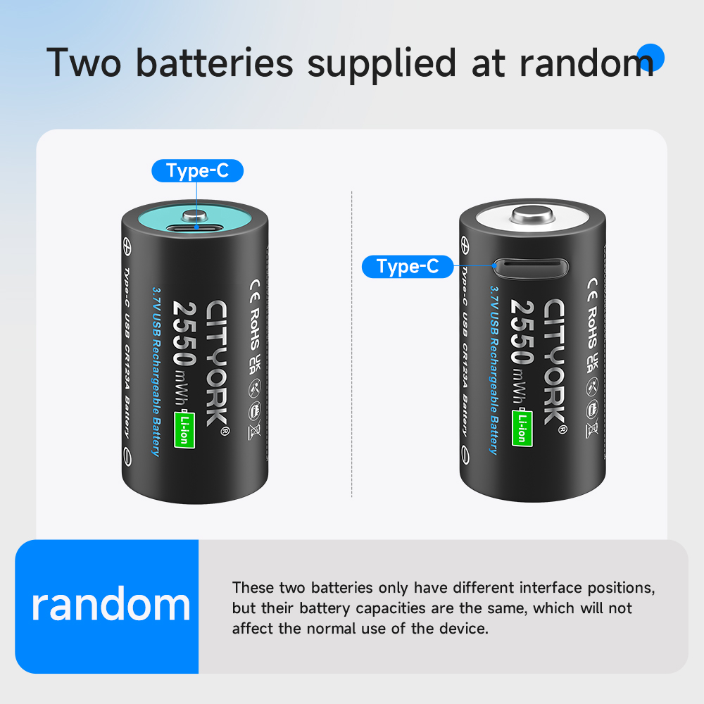 CITYORK 3,7 V CR123 CR123A Akku Typ-C USB Ladung 16340 16350 Lithium Li-Ion Batterien Für LED Taschenlampe zelle