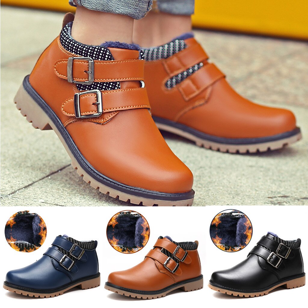 Chaussures pour enfants en cuir pour garçons, grandes tailles, en velours, confortables et décontractées, bottes de neige pour enfants, chaussure enfant  #y2