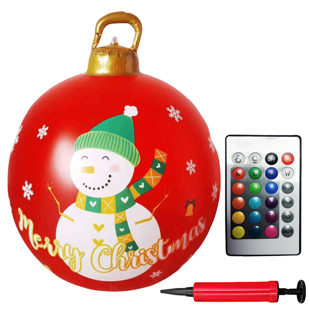 Outdoor Christmas Inflatable Decorate Ball 60cm PVC Giant Inflatable Model Ball with Lights Xmas Tree Festive Decoration Balloon