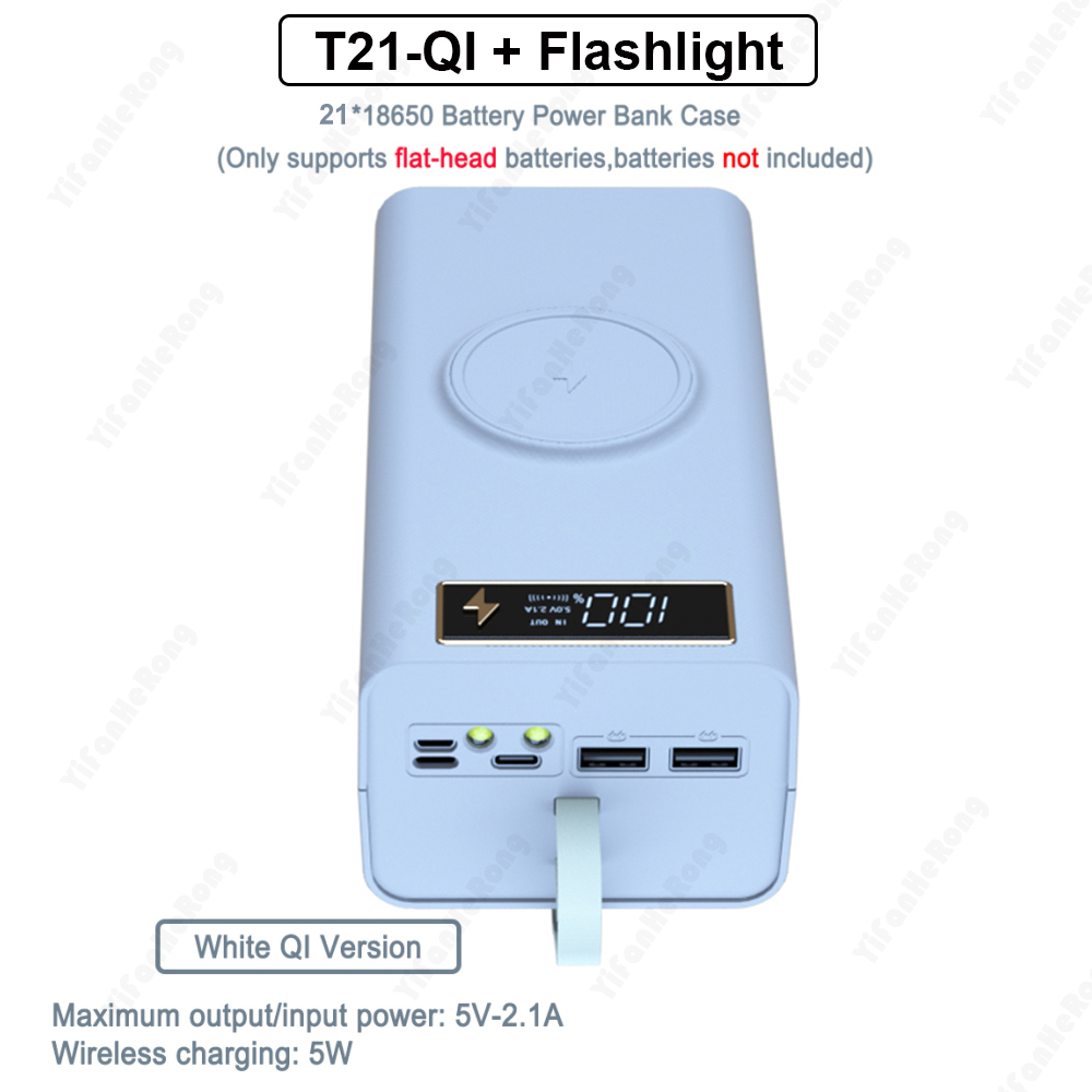 DIY Detachable Power Bank Case 21PCS 18650 Batteries Wireless Quick Charge For Phones Charging 21×18650 Battery Storage Boxes: green