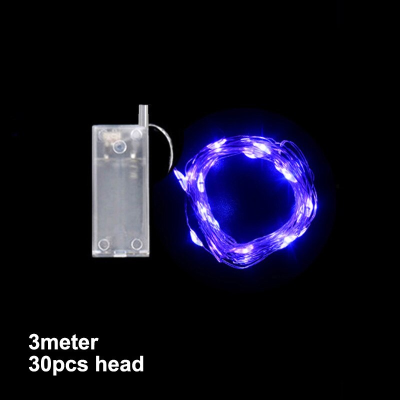 Tira de luces LED para decoración de bodas, fiestas de cumpleaños y vacaciones, 1 unidad, 3 metros, 30 unidades: purple