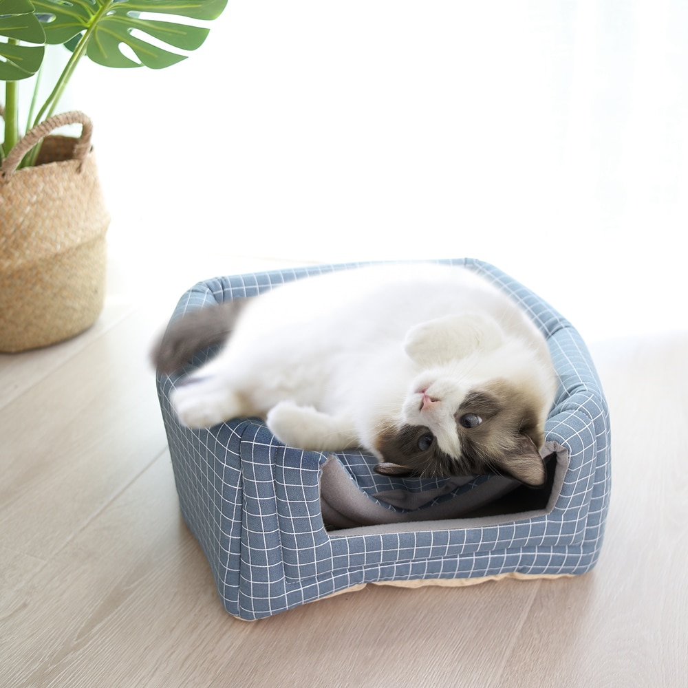 Cama para gato y perro de tela plegable forma de cono suave Casa de gato mascota nido para dormir cálido para gatos lavables suministros para mascotas lindas