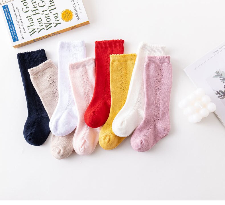 7 kolor dziecko moda dziecko dziewczyna hiszpańnarty styl podkolanówki maluch niemowlę boczne wycięcie skarpetki. Bawełna dzieci księżniczka skarpetki z dzianiny 3T