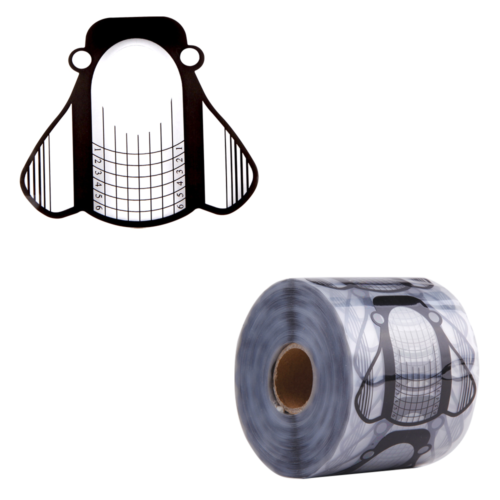 500 Uds puntas de extensión de uñas molde acrílico formas inferiores papeles de Gel de construcción plantilla de manicura herramienta francesa de fibra