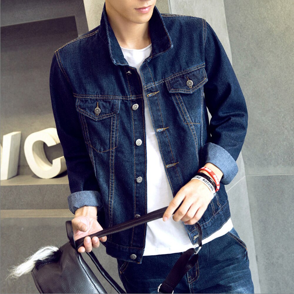 2022 Long-sleeve Autumn Denim Jacket Male Teenager Student Jacket Korean Style Trendy Slim Youth Clothes Men's Clothing
