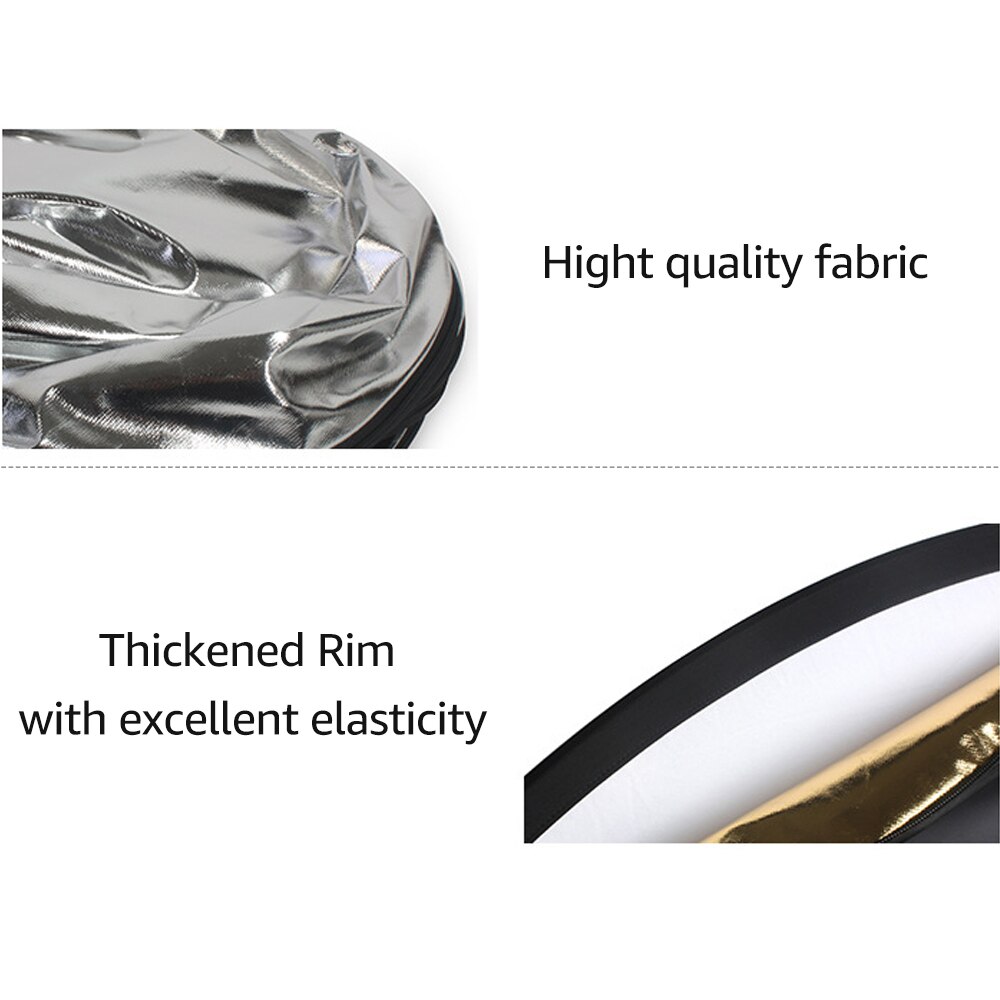 Reflector de iluminación portátil 5 en 1, 80cm, con bolsa de almacenamiento portátil para fotografía interior y exterior