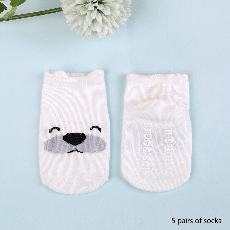 Calcetines antideslizantes de algodón para niños y niñas, medias cómodas de tubo suave, de 0 a 1 años,: white
