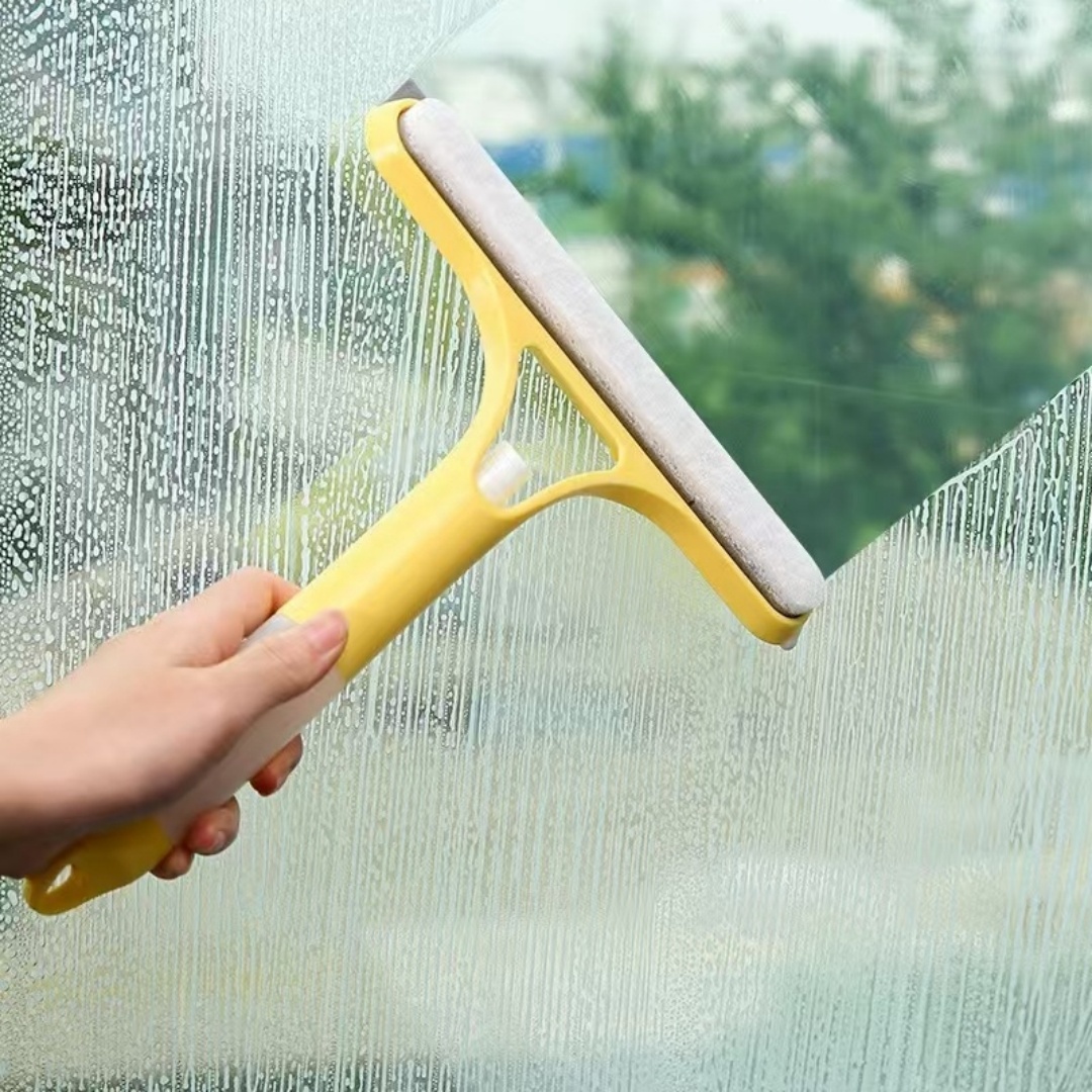 Limpiador de ventanas, raspador de vidrio para coche, limpiaparabrisas para puerta de ducha con dispensador de jabón para limpieza profunda del hogar y limpieza de espejos