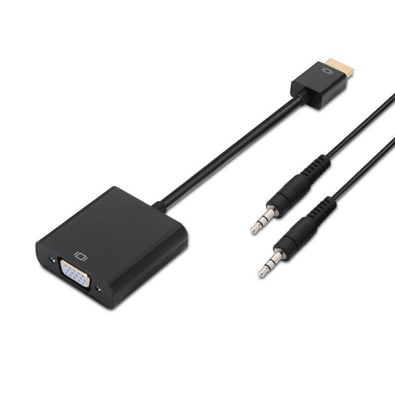 Adaptador hdmi a svga+audio aisens a122-0126 - conectores hdmi macho/d-sub hembra + jack 3.5 hembra - negro - 10cm + 1m