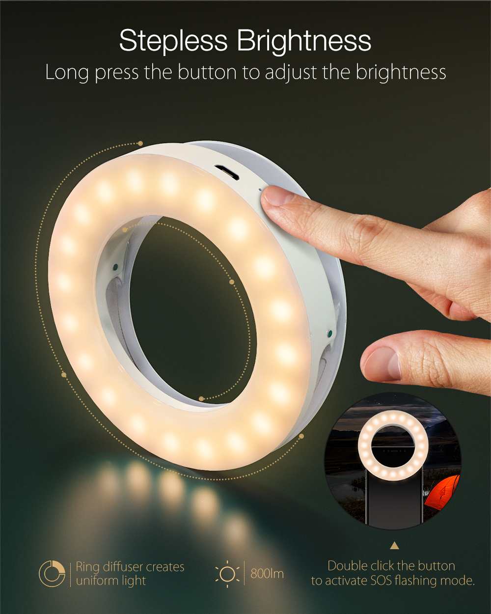 Blitzwolf BW-SL0 Led Selfie Ring Vullen Licht Clip-Op Schoonheid Oplaadbare Licht Voor Mobiele Telefoons Foto Video Led Ring licht