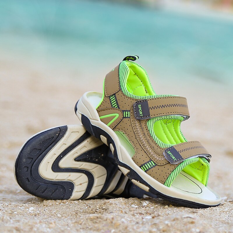 Garçons Sandales Enfants Sandales Enfants Chaussures découpes En Caoutchouc Chaussures En Cuir À Bout Ouvert Respirant Décontracté Garçon Sandale Vert Rouge