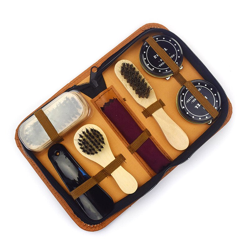 Xr-Kit de cuidado de zapatos, Herramientas de limpieza de calzado de cuero, tamaño de viaje
