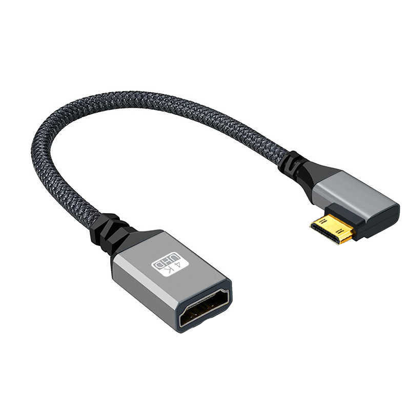 Mini hdmi till hdmi adapterkabel 4k @ 60hz hdmi 2.0 18 gbps 3d hane till hona-konverterare för bärbar dator stationär dator till hdtv projektor kamera: Brun