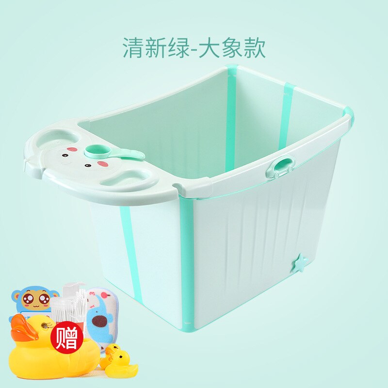Bañera infantil plegable para niños, Cubo de baño de gran tamaño, caja para el hogar, barril de baño para bebés: Verde