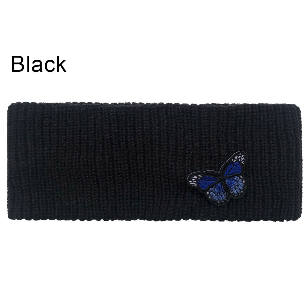 Stickad Pannband Fjädermoln Broderi - Bred Elastisk Varm - Dam Håraccessoar: Svart