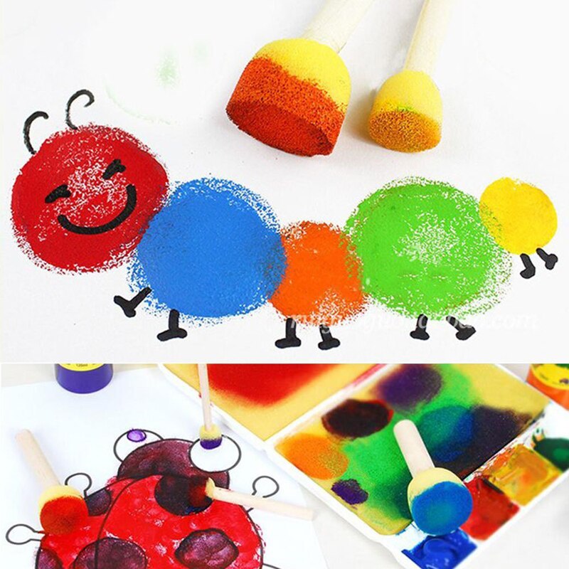 39 stk / sæt svampebørster sjove tegning legetøj børn diy skum maleri graffiti børste maleri leverer kunst sæt håndværk