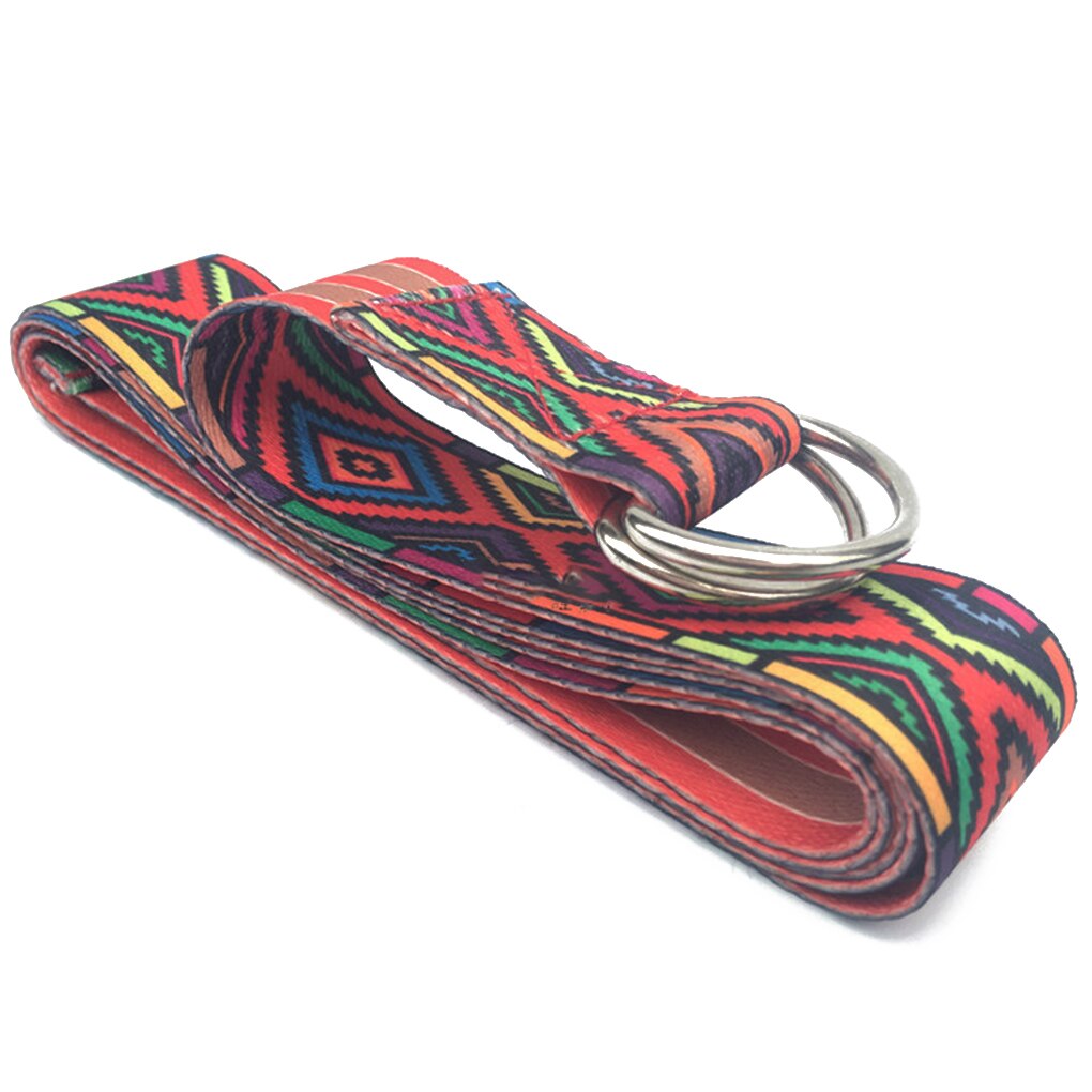 Vrouwen yoga stretchband d-ring riem fitness gym touw bloemen taille been weerstand fitnessbanden