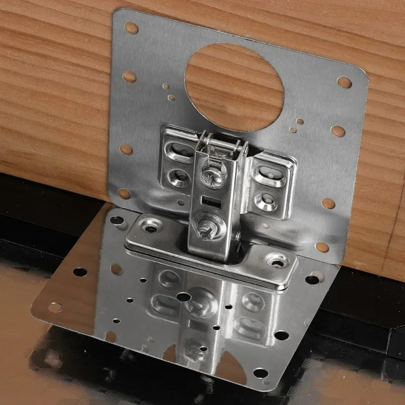 Stainless Steel Hinge Repair Plate Kits Cabinet Furniture Drawer Table Hinges Mounting Plate with Screw Flat Fixing Brackets