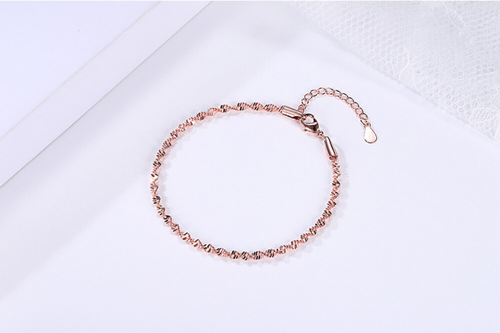 TB-100 Glatte exquisit modisch Welle verdrehte Korn Armbinde Für Frauen Rose & Weiß Gold Farbe Schmuck