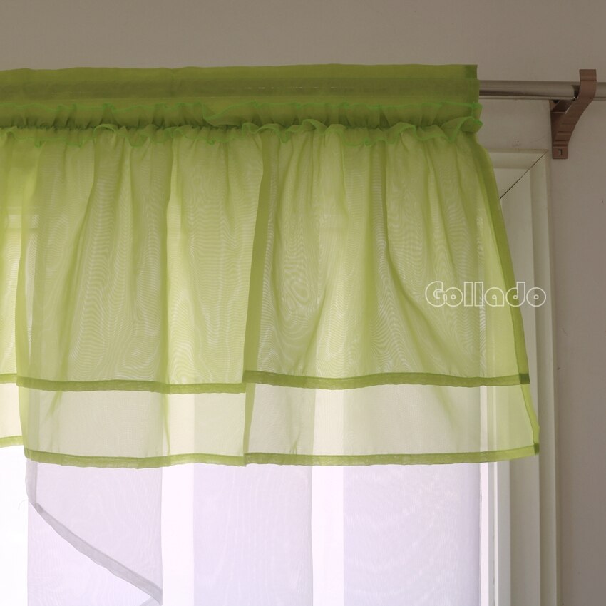 Cortina de tul con de cenefa arrugada, gasa de para balcón, cocina, 1 Uds.