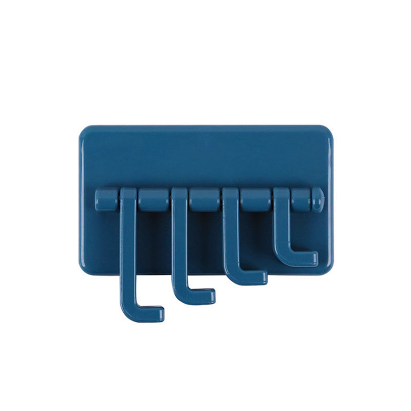 Rotating Adhesive Hook Nordic Adhesive Hook Bathroom Kitchen Wall Hole-Free Hanger key bag clothes hook home organizer: Blue