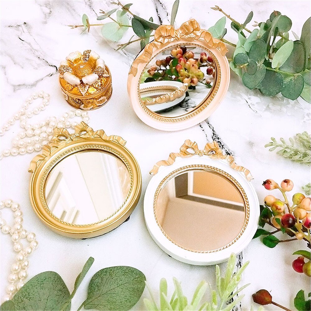Europæisk vintage mini kagebakker harpiks glas spejl tallerken guld/pink/hvid rolig makeup candy bar dekoration kage værktøj