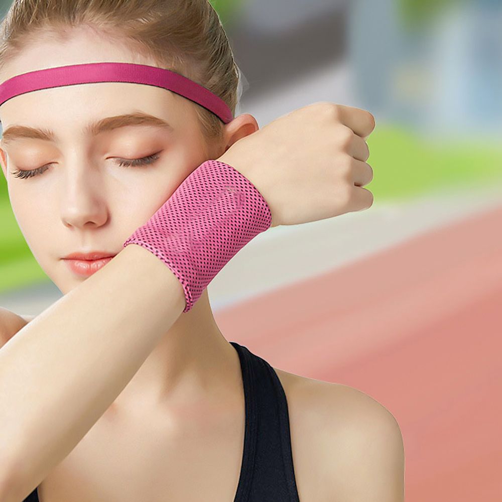1 pc ice cooling wrist brace support breathable tennis armband wrap sports sweatband for gym yoga volleyball hand sweatband