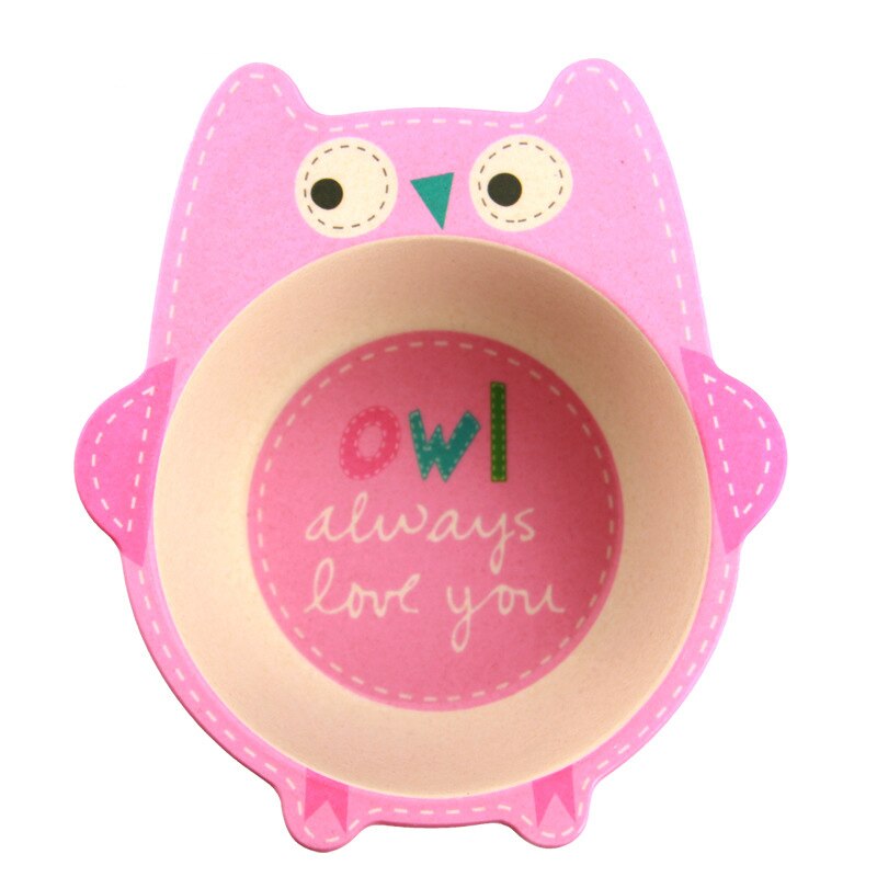 Baby Kids Natural Bamboo Fiber Bowls Cute Cartoon Animal Dishes Baby Feeding Tableware Children Infant Toddler Portable Plates: Owl Bowl