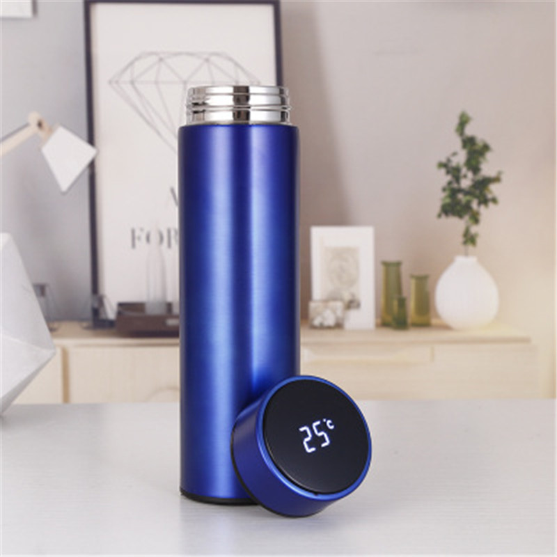 Termo inteligente de acero inoxidable 500, botella de agua con pantalla de temperatura, 304 ml: blue
