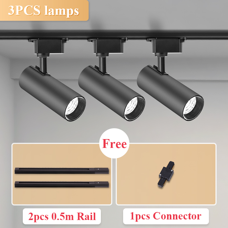 Set Spot Led Track Light Rail 220v Led Ceiling Adjustable Spotlights 30W Fixture Bedroom Kitchen Store Living Room Decor Light: Dark yellow / black