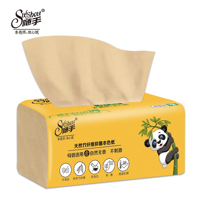 Bambus zellstoff natürliche farbe papier servietten Gewebe papier gesichts seidenpapier