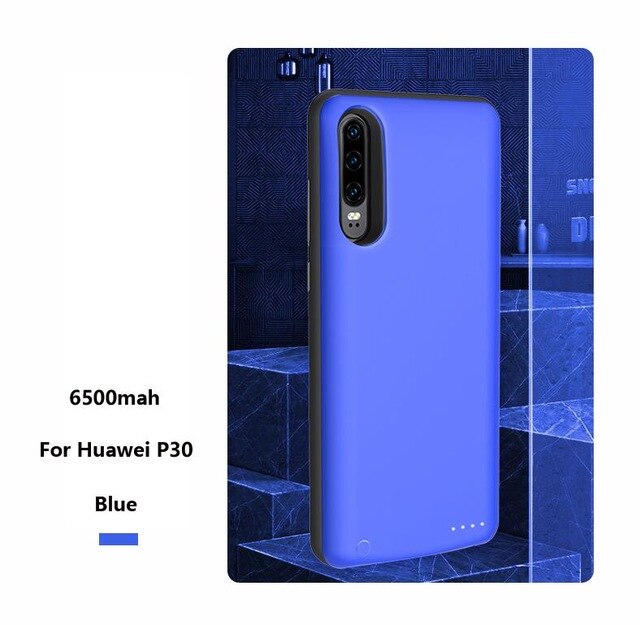 Externe Batterij Oplader Gevallen Voor Huawei P30 Pro Battery Case Backup Power Bank Opladen Cover Voor Huawei P30 Powerbank Case: Blue for P30