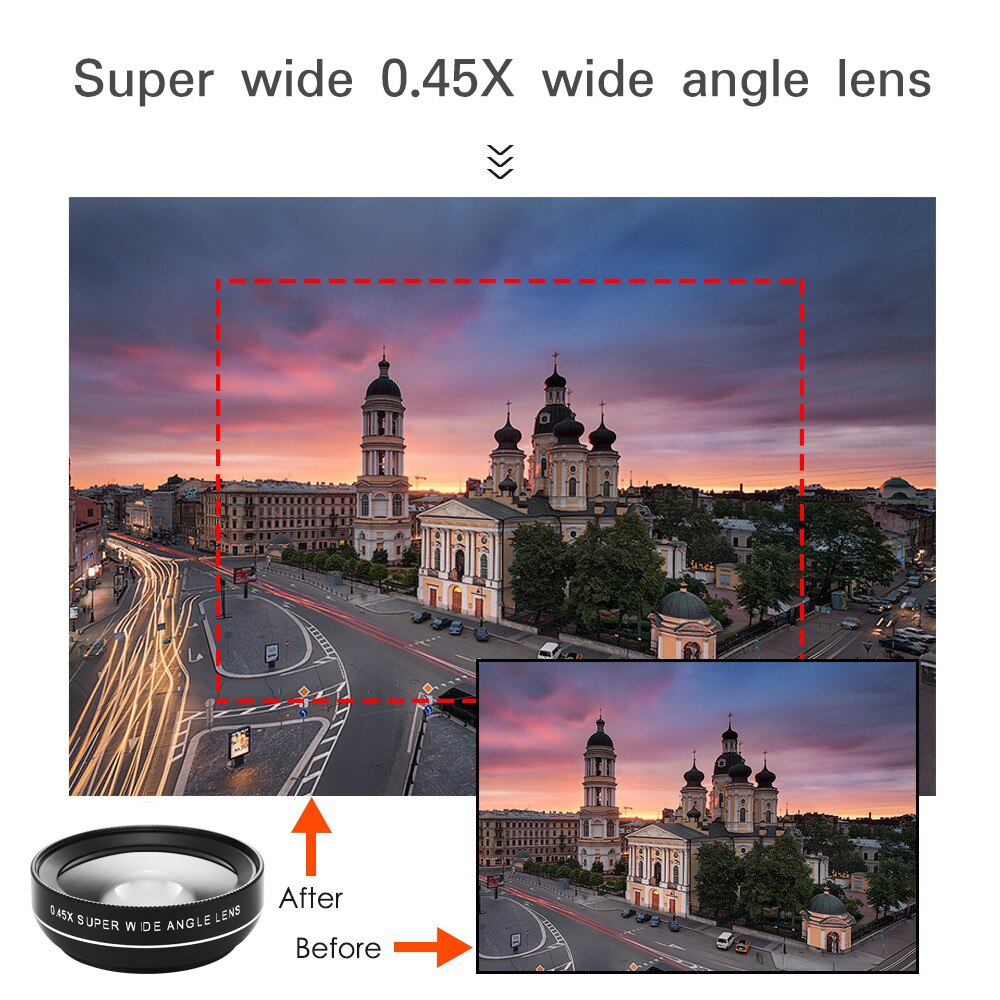 Powstro Phone Camera Lens 2 in 1 HD 37MM 0.45X 49UV Super Wide Angle+12.5X Macro Lens For Most Smartphone Tablet