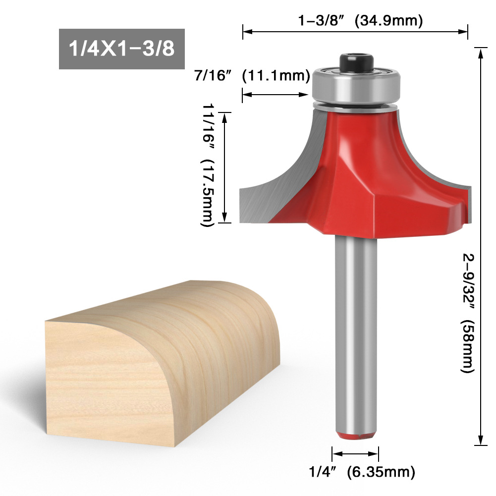 1/4 6mm Shank Corner Round Over Router Bit with BearingMilling Cutter for Wood Woodwork Tungsten Carbide Milling Cutter: 07
