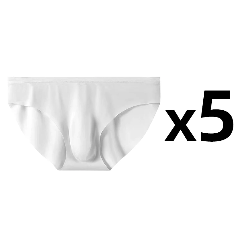 5 paren/partij heren ultradunne slipje ijszijde slips zomer transparant naadloos sexy sneldrogend ademend ondergoed slips: XXL / Kaki