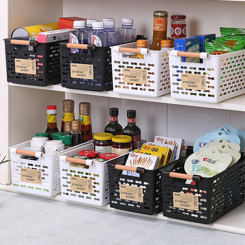 Kitchen Organization Plastic Kitchen Storage Box Refrigerator Basket Fridge Storage Rack Freezer Bathroom Desktop Shelf