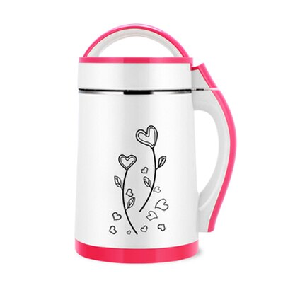 JIQI 2L Soymilk Machine Household Soyabean Milk Maker Stainless Steel Filter-free Heating Soy Beans Milk Juicer Grain Grinding: pink