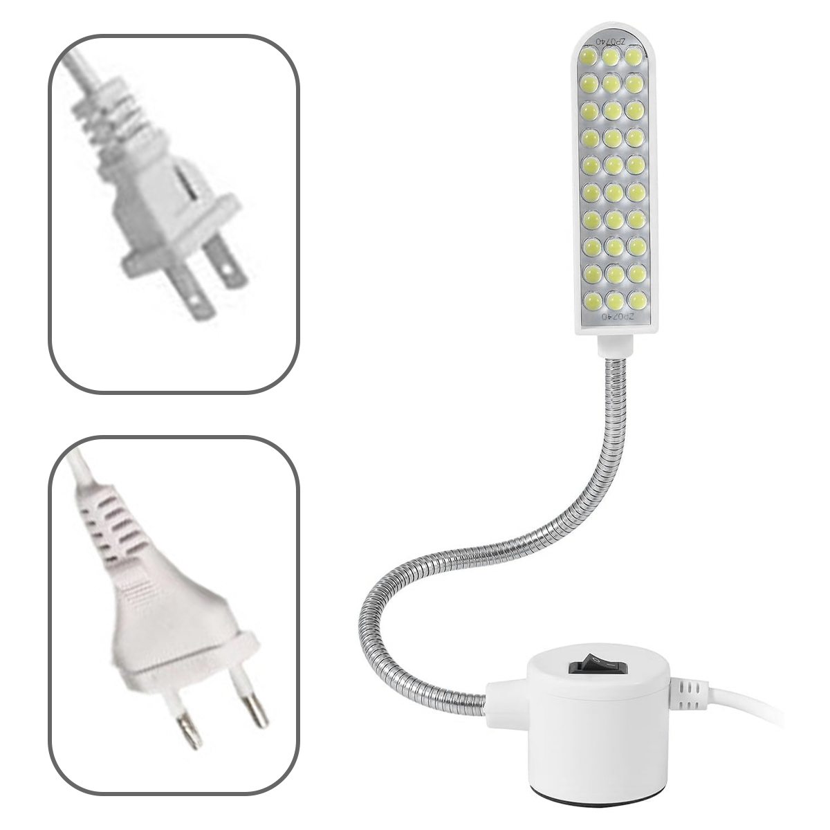 Industriële Geleide Licht 1w 2w 3w Flexibele Werklicht Adsorbed Basisarm Gooseneck Werken Eu/Us Plug Hanger Magnetische Naaimachine