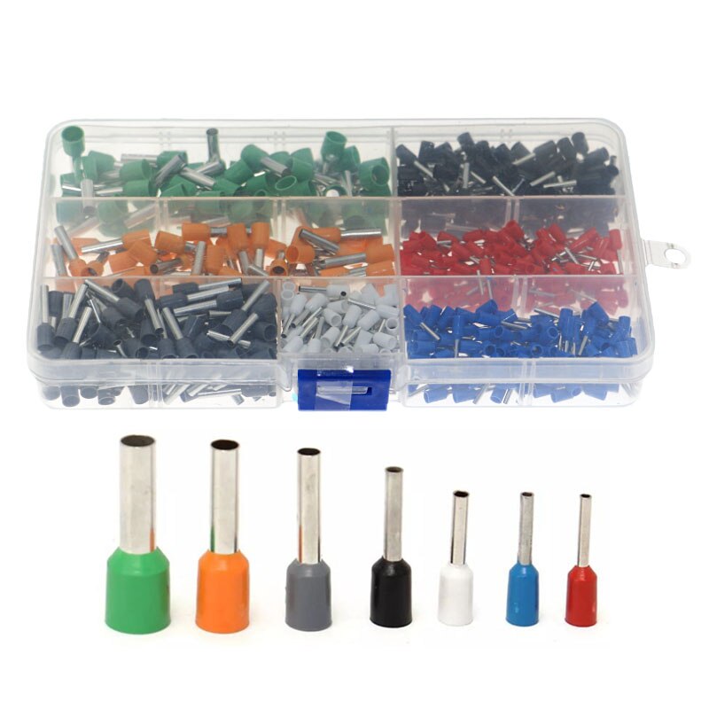 600pcs 7 specifications pin copper wire connector insulated wire terminal crimping terminal 22-10AWG set