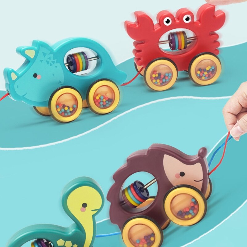 Juguete de cuerda de tracción para coche de bebé, sonajeros para vehículos de arrastre, educativos